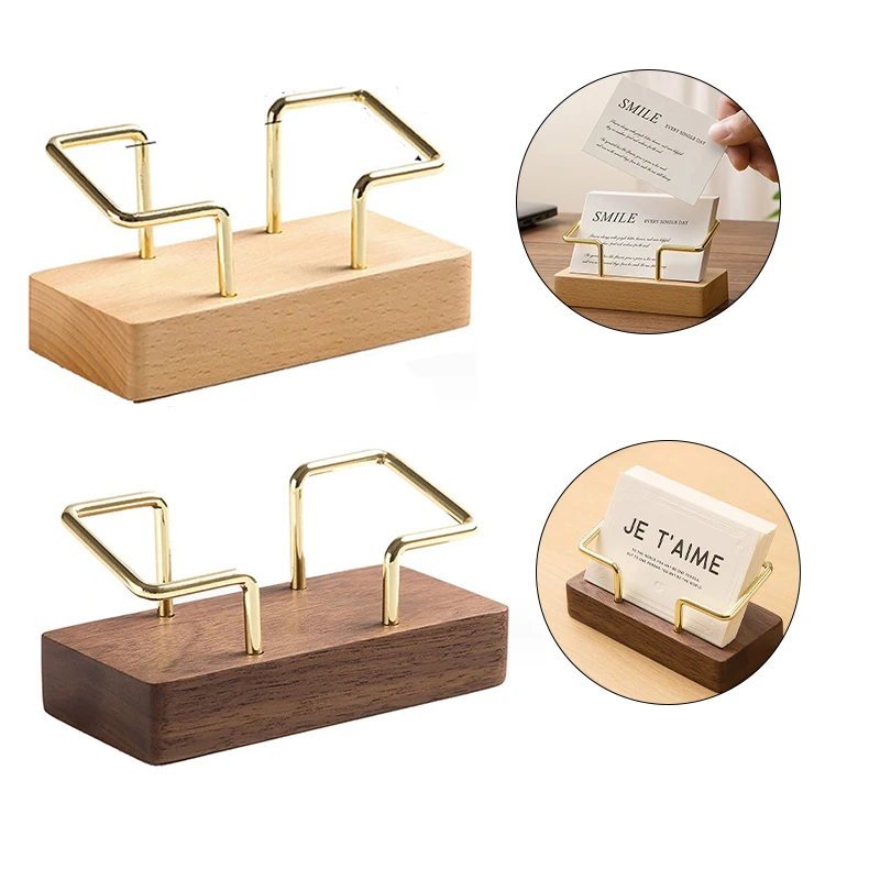 Business Card Holder Organizer Office Desk Display Stand Memo Counter Accessories Tabletop Shelf Home Wooden Card Holder Storage