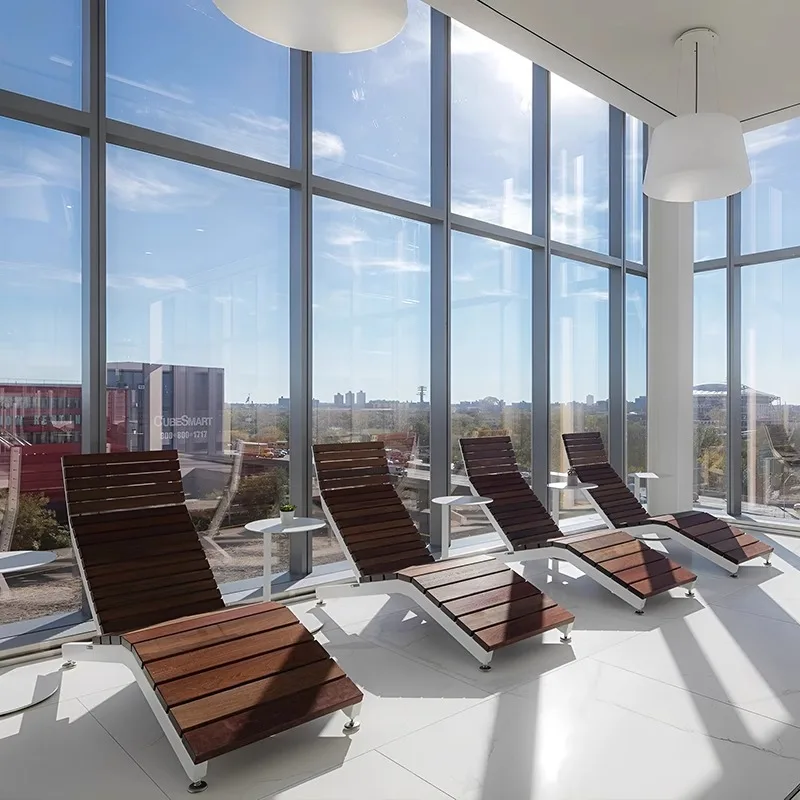 

Outdoor plastic wood wrought iron chair anticorrosive solid wood homestay leisure bench hot spring pool hotel beach lounge chair