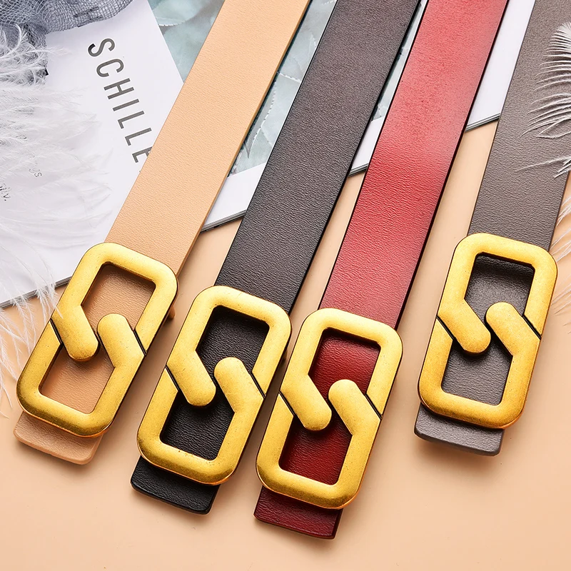 

Women's leather belt Simple and stylish multi-color optional Dress with jeans Designer luxury brand belts