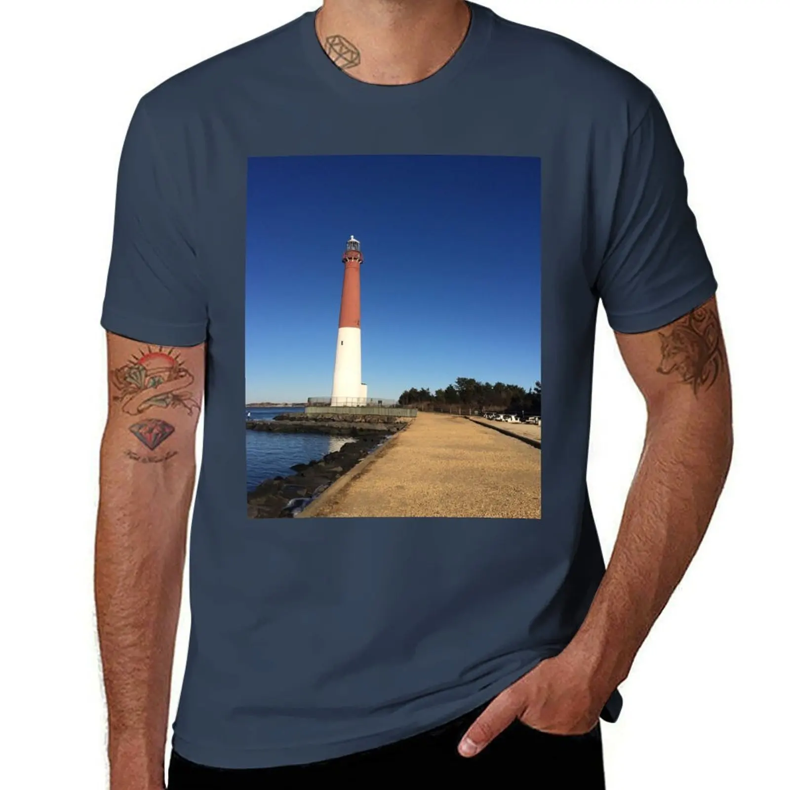 Old Barney, Barnegat Lighthouse, Nj T-Shirt Daily Wear Print T-Shirt-image