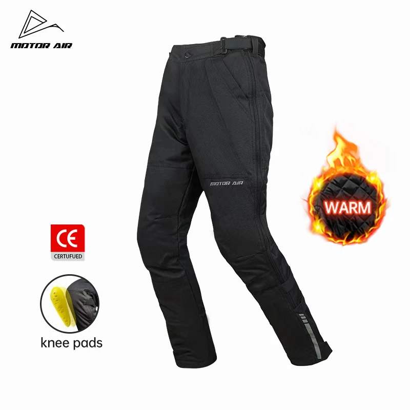 

Motor Air Black Motorcycle Pants Riding Quick Take-off Trousers Winter Warm Cotton Liner Waterproof Fabric With CE Protective