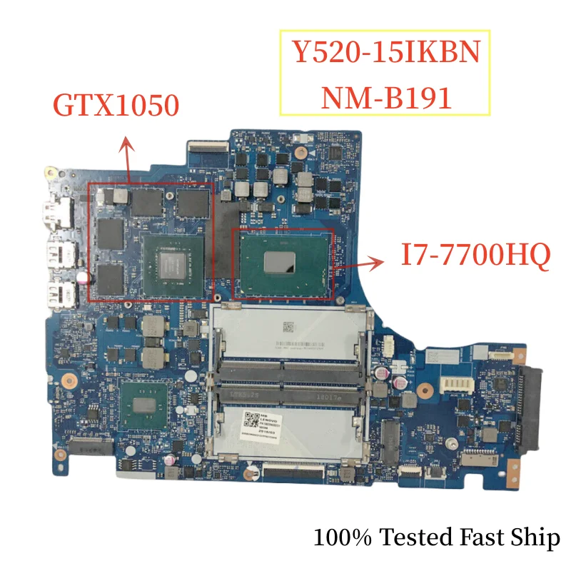 

Оригинальная материнская плата для ноутбука Lenovo Y520, модель 5B20N00280 с резьбовым процессором + системная плата GTX1050, 100% протестирована, быстрая доставка