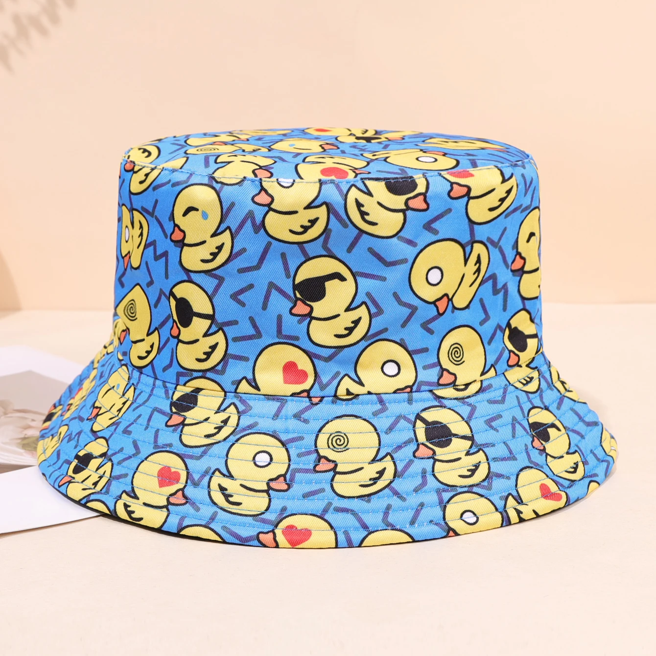 قبعة صياد السمك المظلة المطبوعة على شكل بطة صفراء كرتونية لطيفة للسفر في الربيع والصيف، قبعة حوض كاجوال للحماية من الشمس #2