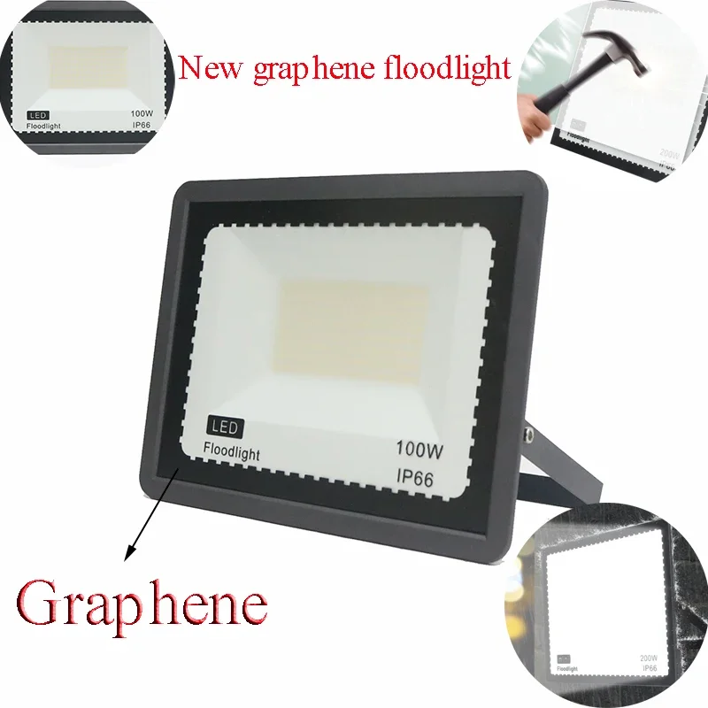 

New Graphene Ultra-thin 10W 20W 30W 50W 100W LED Flood Light 220V Floodlight Spotlight IP66 Waterproof Outdoor Garden Lamp Light