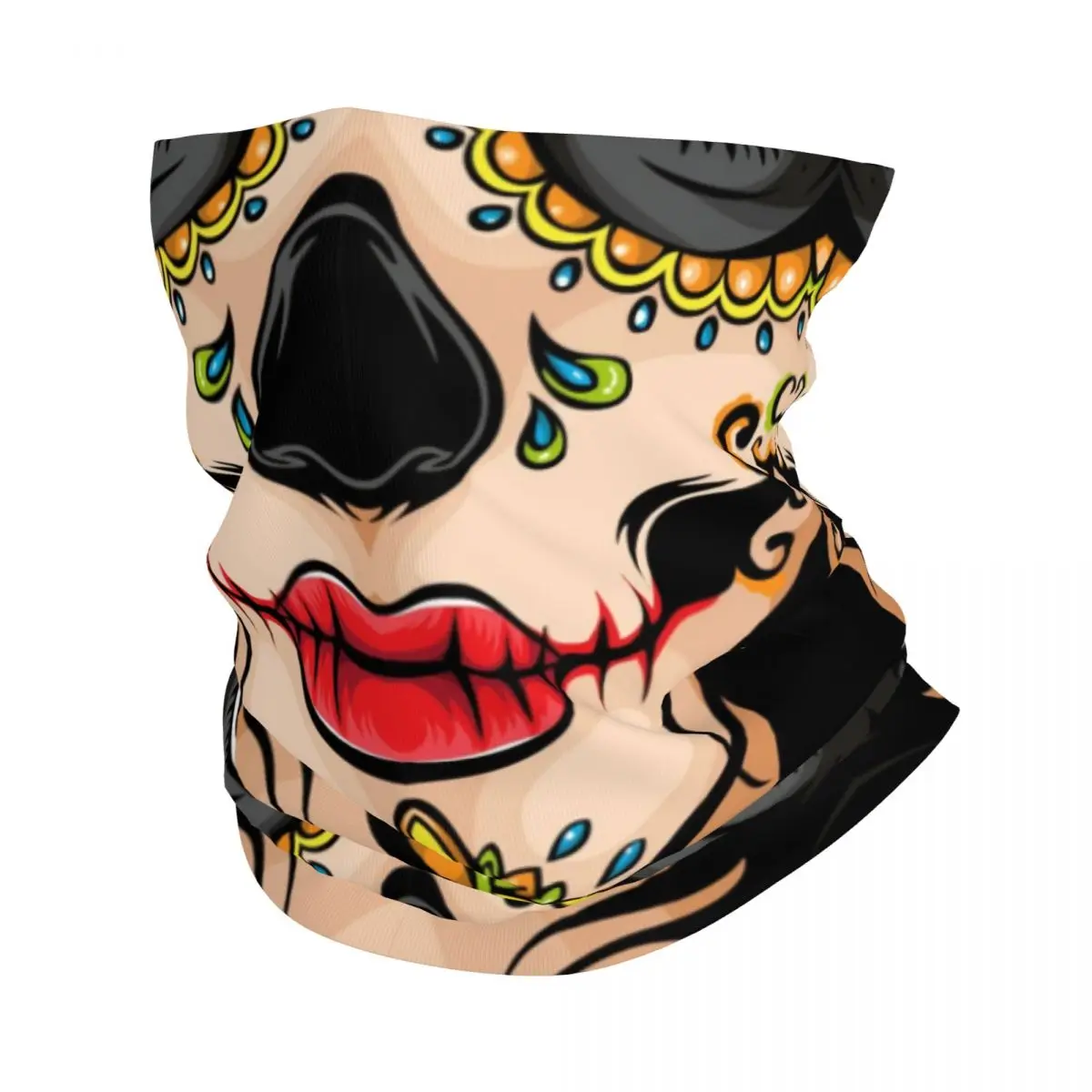 Sugar Skull Mexican Winter Headband Neck Warmer Men Women Hiking Hunting Tube Scarf Day Of The Dead Face Bandana Gaiter