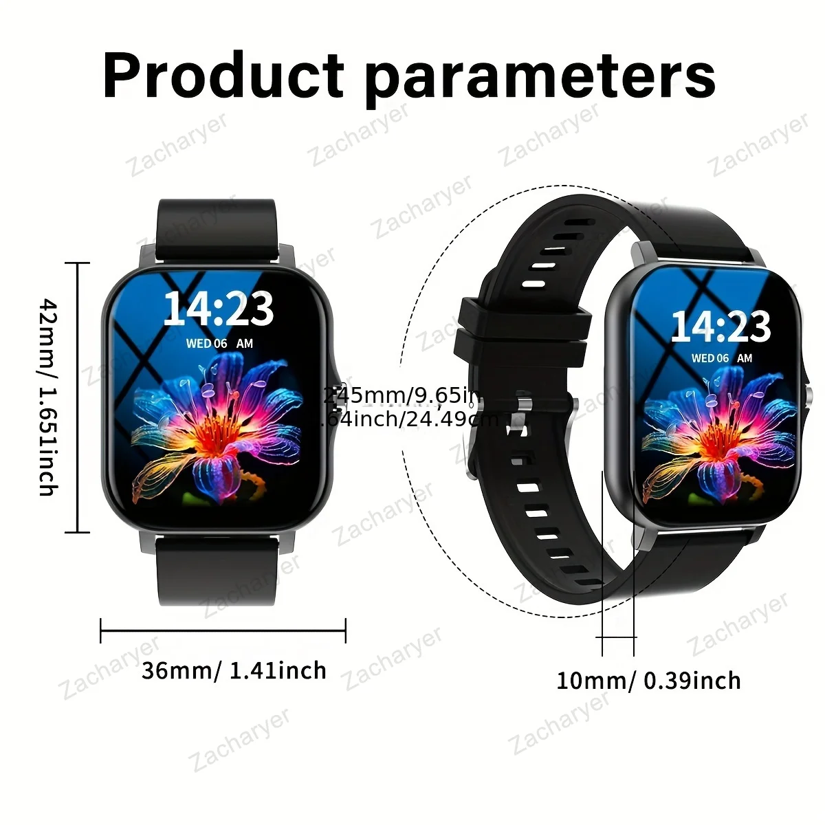 Smart watch, wireless communication, application control, multi-motion mode, fitness monitoring, compatible with iPhone/ Android