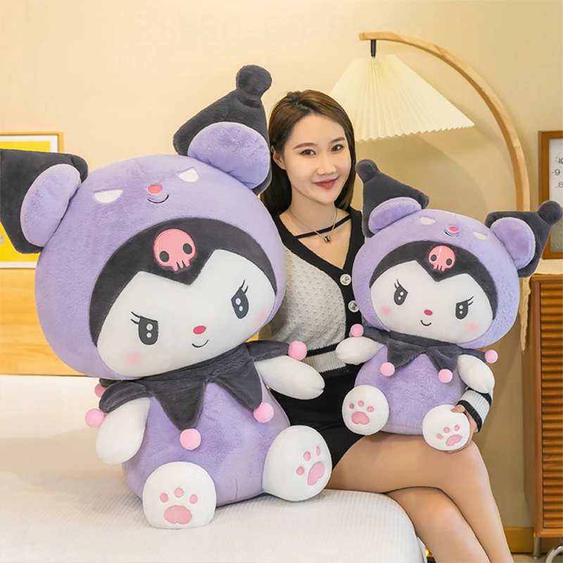 

Kawaii Sanrio Dark Series Kuromi Plush Toy Stuffed Doll for Kids Birthday Gift Large Cute Cartoon Pillow for Children