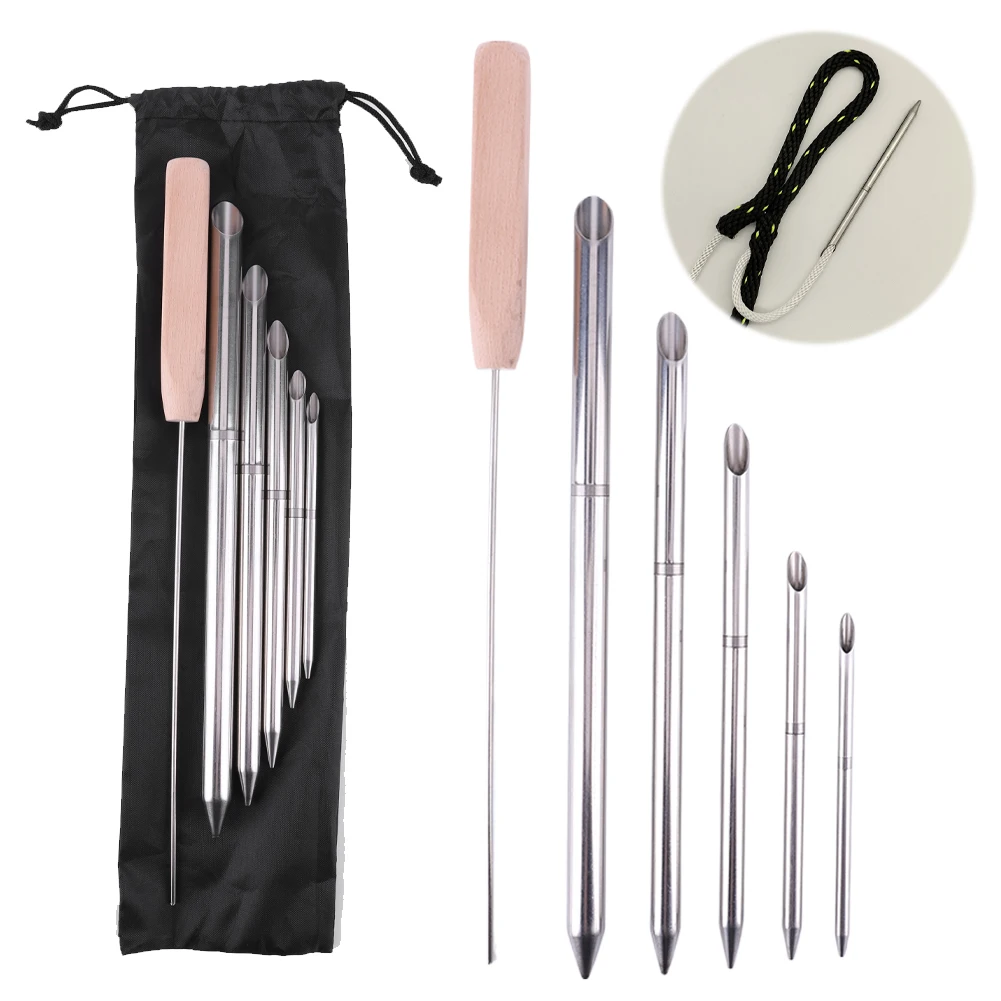 Kit de ferramentas de emenda de corda 0,24 pol. 0,31 pol. 0,39 pol. 0,47 pol. 0,59 pol. e 1 peça empurrador evita cordas deslizando linha conjunto de trança ferramenta