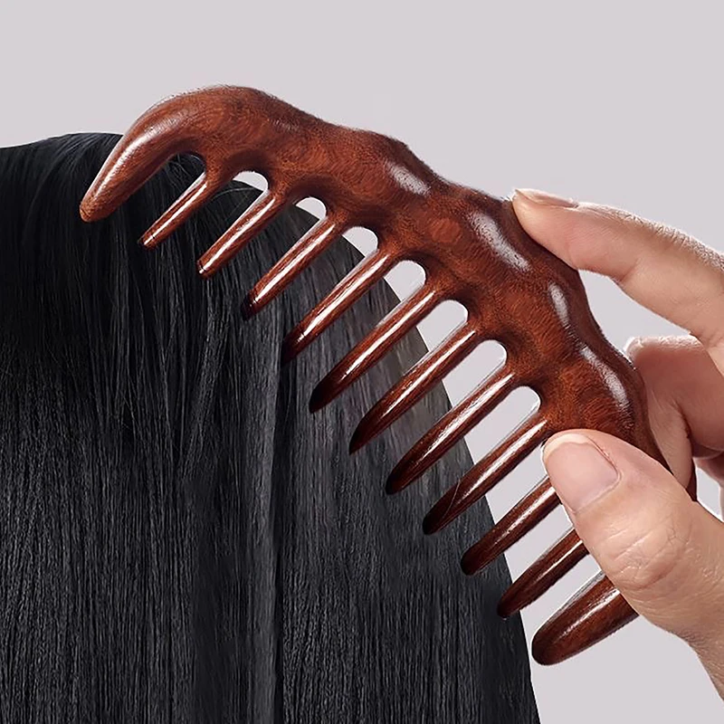 Natural Sandalwood Hair Combs Anti-Static Wooden Comb Massager Serration Tooth Detangle Sandalwood Comb Hair Care Household Gift