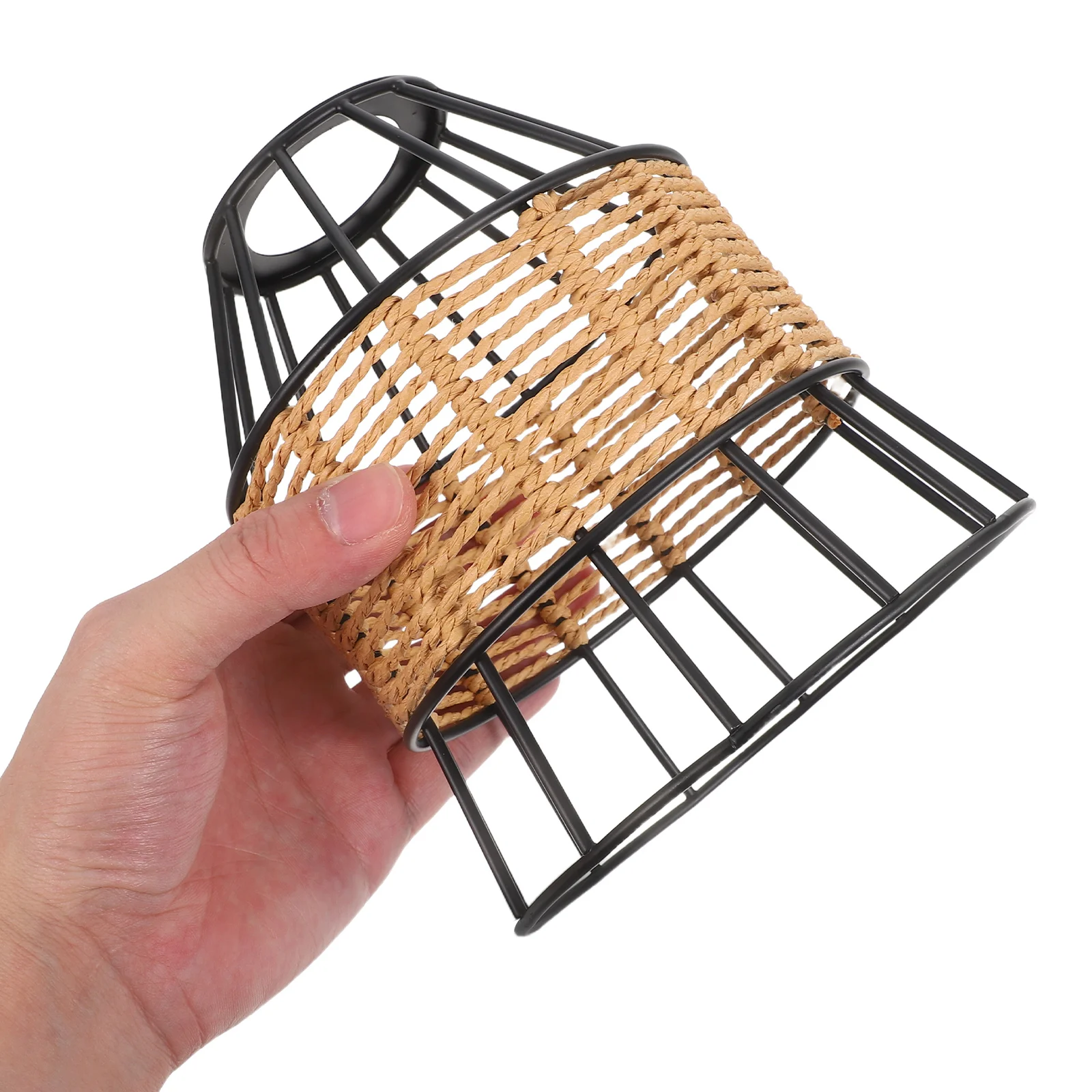 

Vintage Iron Wire Woven Paper Rope Lampshade E27 Pendant Light Cover Handcrafted for Hallways Dining Areas Reading