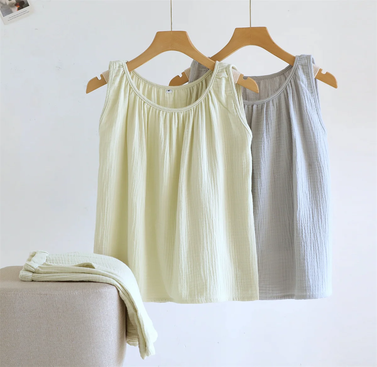 Women's O-Neck Sleeveless Tank Top Solid Color Cotton Linen Soft Loose Patchwork Summer New Style Casual Comfortable Top
