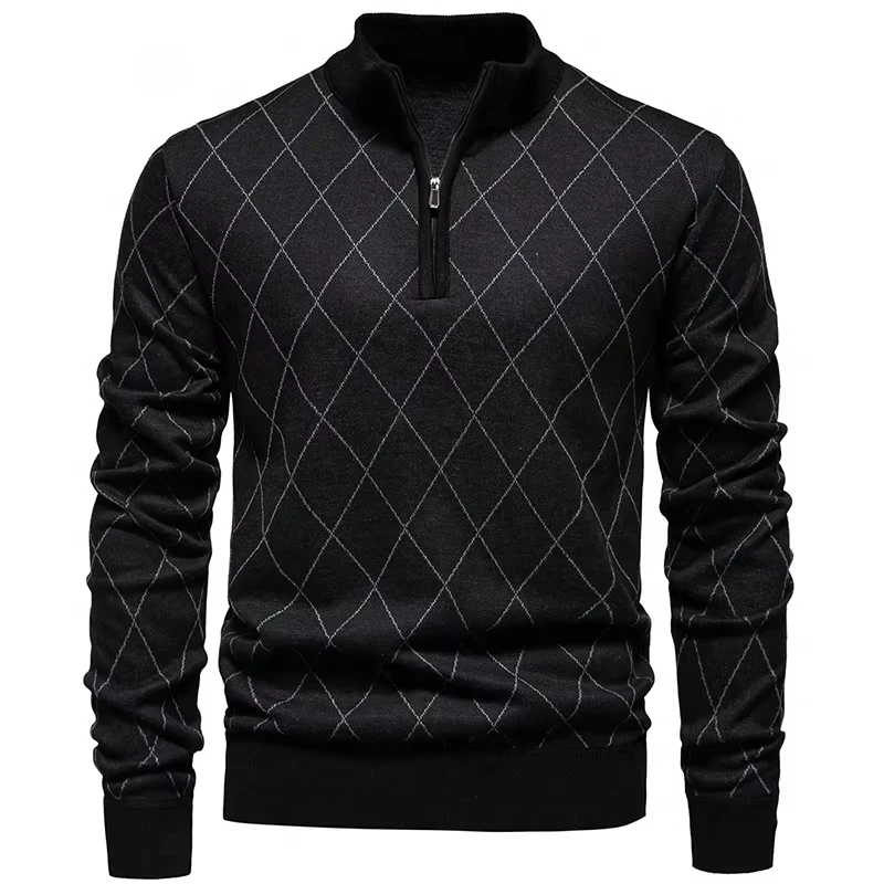 2026 Mens Fashion Sweater Half Zip Collar Knit Pullover Casual Sport Golf Sweaters American Size Male Autumn Winter Clothes