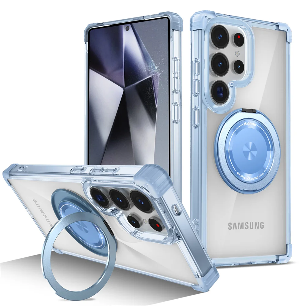Rotierender magnetischer Klappständer, transparente Handyhülle für Samsung S26 S25 Edge S24 S23 Plus FE S21 Ultra Armor stoßfeste Abdeckung – Detail 12