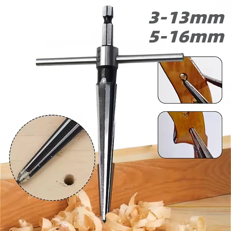 

5-16mm Cone Reamer Round Shank 3-13mm Chamfer Hole Expanding Drilling Round Shank Woodworking Tool Accessories for Wood Board