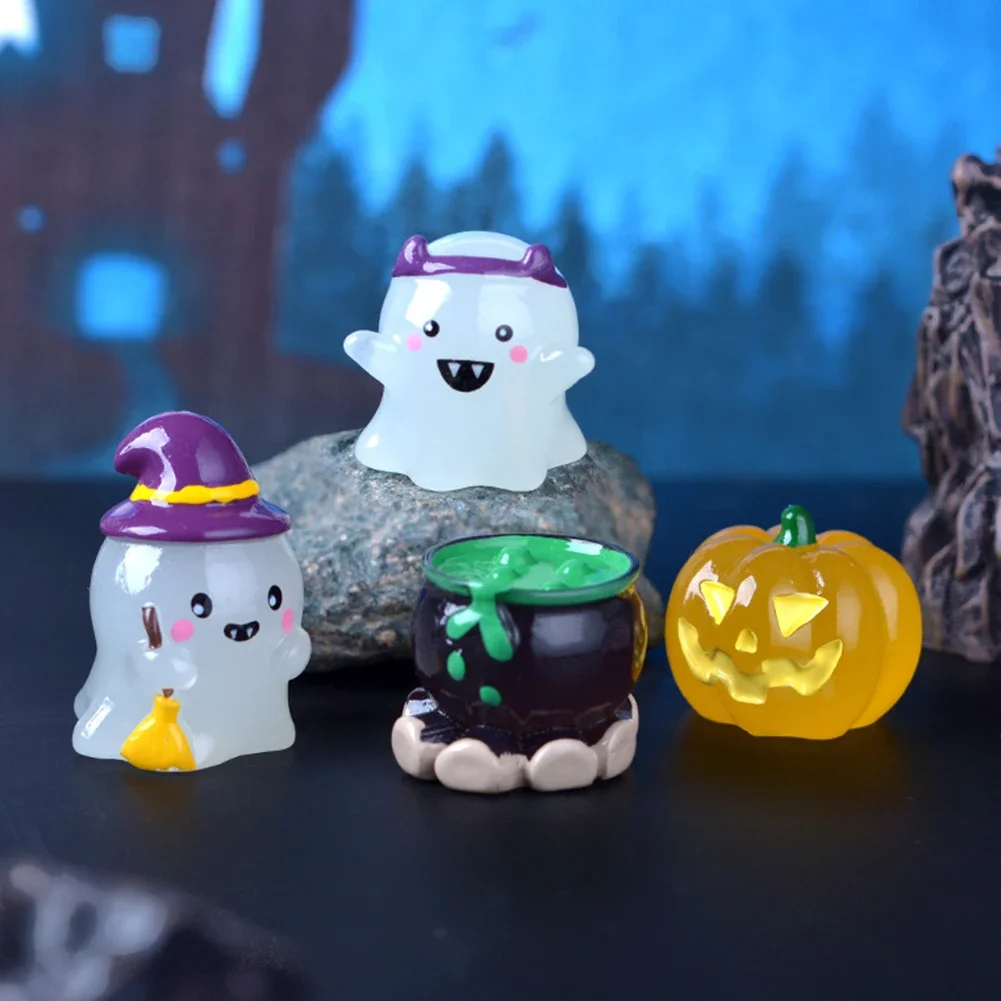 Halloween Micro Landscape Toy Miniature Figurines Resin Craft Mini Fairy Garden Ornaments Cute Pumpkin Ghost Vampire Decoration