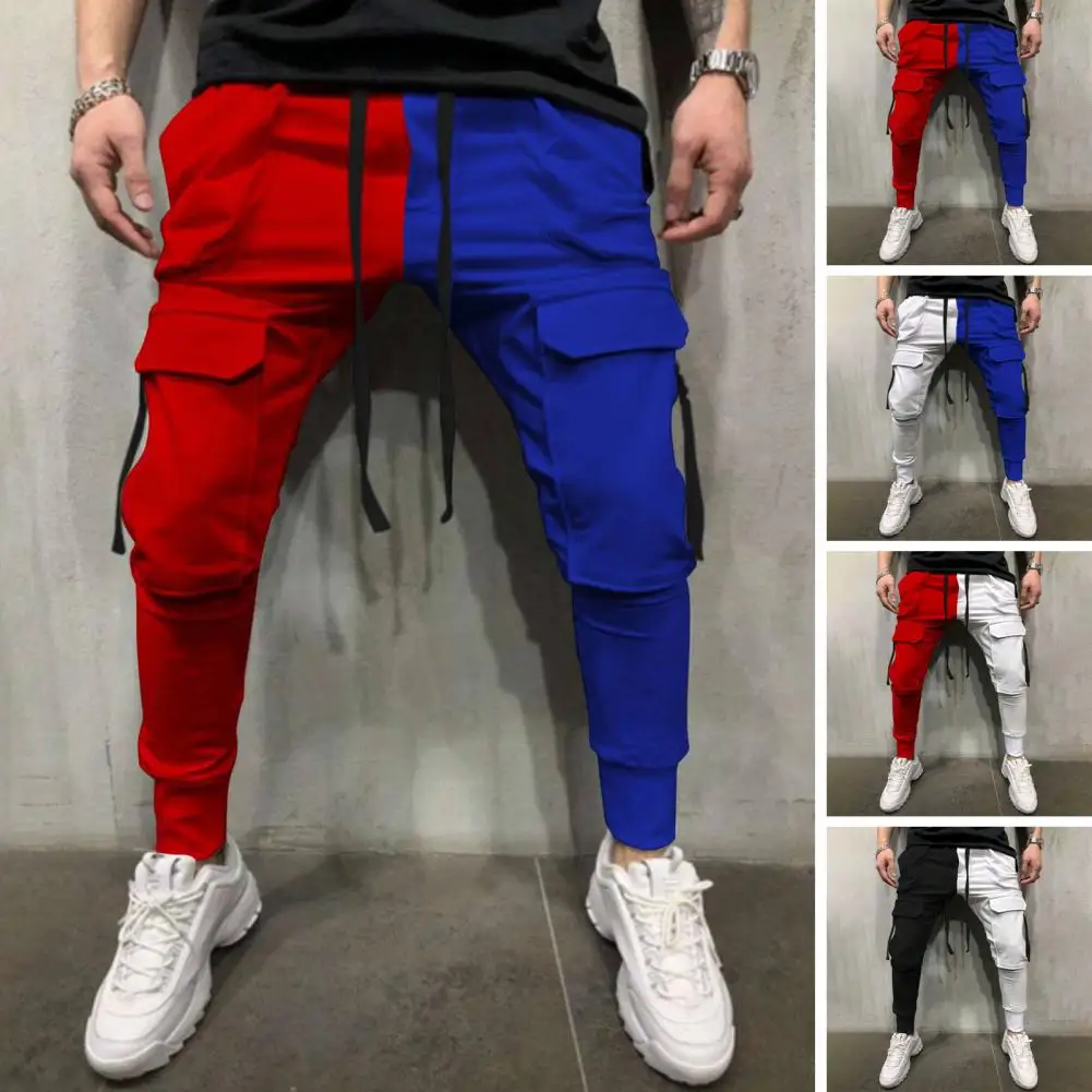 Hip Hop Cargo Pants Men Streetwear Cotton Joggers Fashion Sweatpants Contrast Color Casual Harem Trousers Summer Harajuku Pants