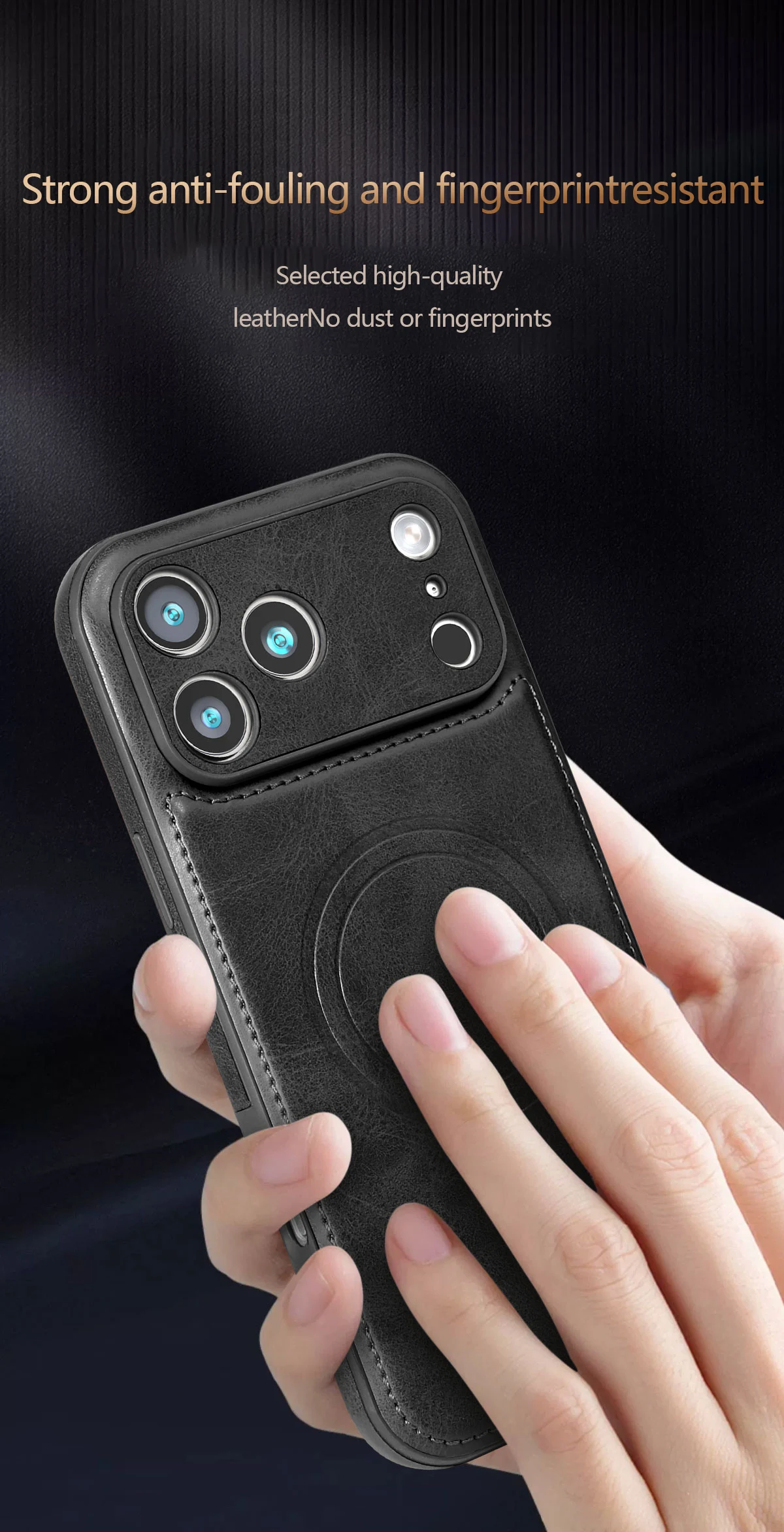 Luxuriöse Starke Magnetische Lederhülle für Apple iPhone 18 17 Pro Max 16 15 14 Plus 13 12 18Pro Kabellose Stoßfeste MagSafe-Hülle – Detail 7
