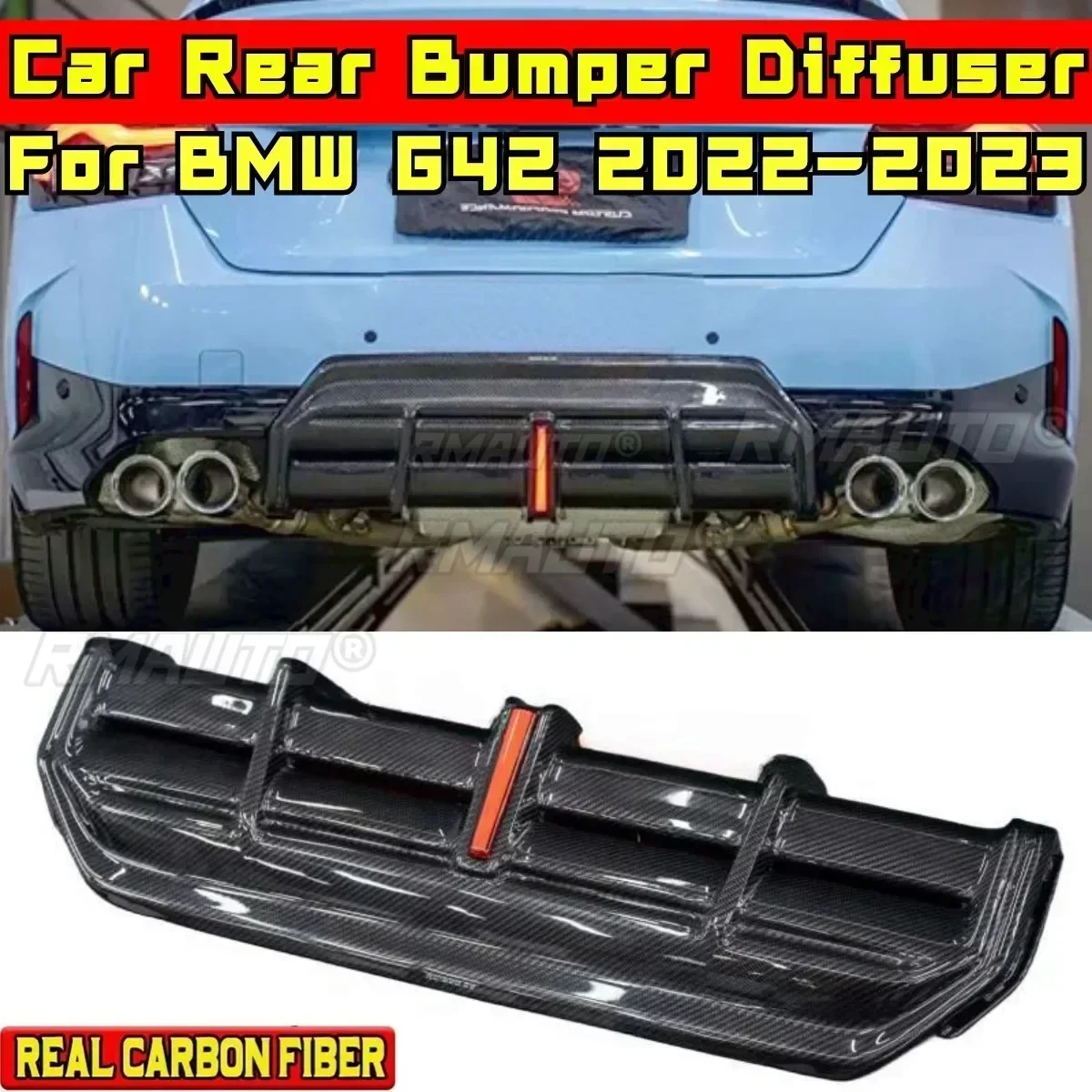 G42 Rear Bumper Diffuser Body Kit Real Carbon Fibe MP Style Rear Bumper Lip Body Kit For BMW G42 2022-2023 Car Accessories