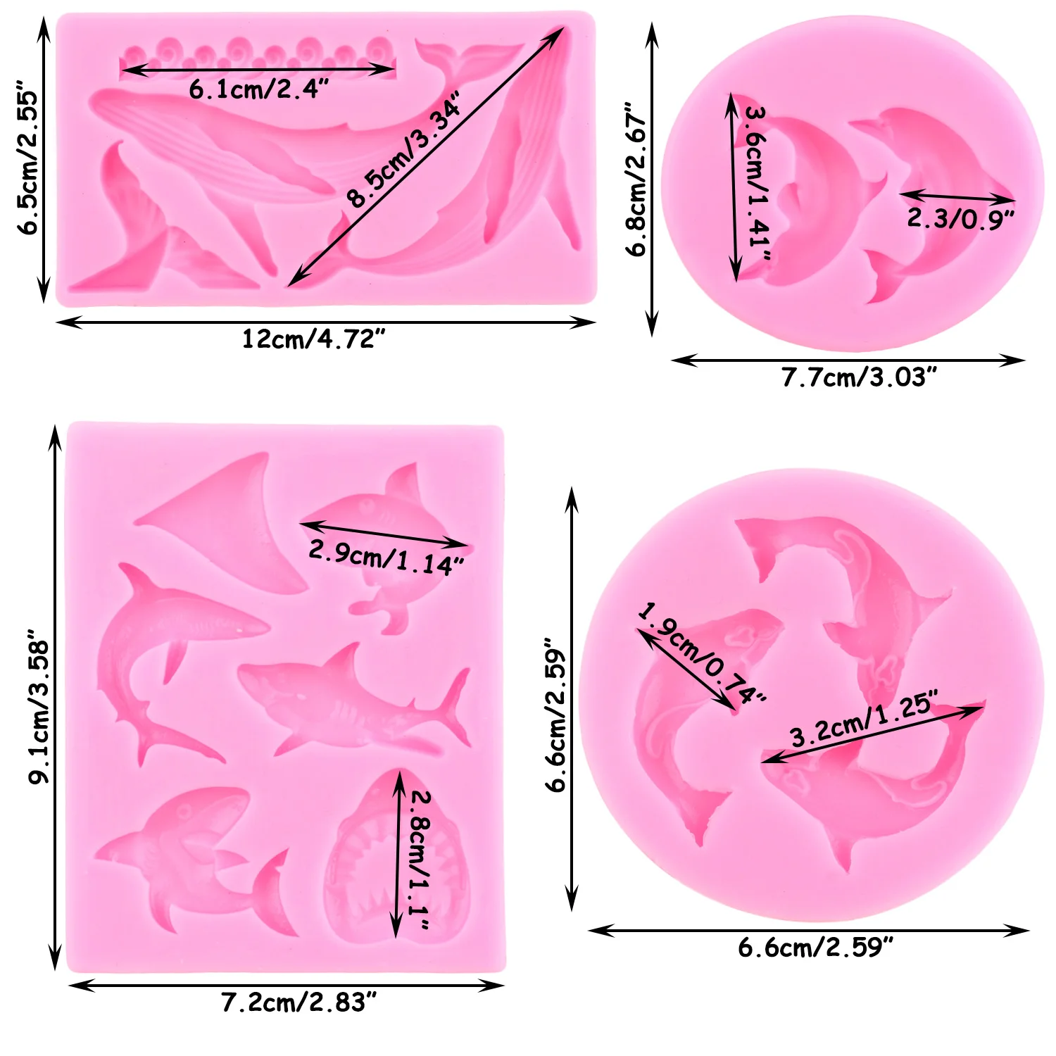 Dolphin Fondant Silicone Mold Shark Cake Molds DIY Cake Decorating Tools Chocolate Gumpaste Moulds Candy Resin Clay Mould