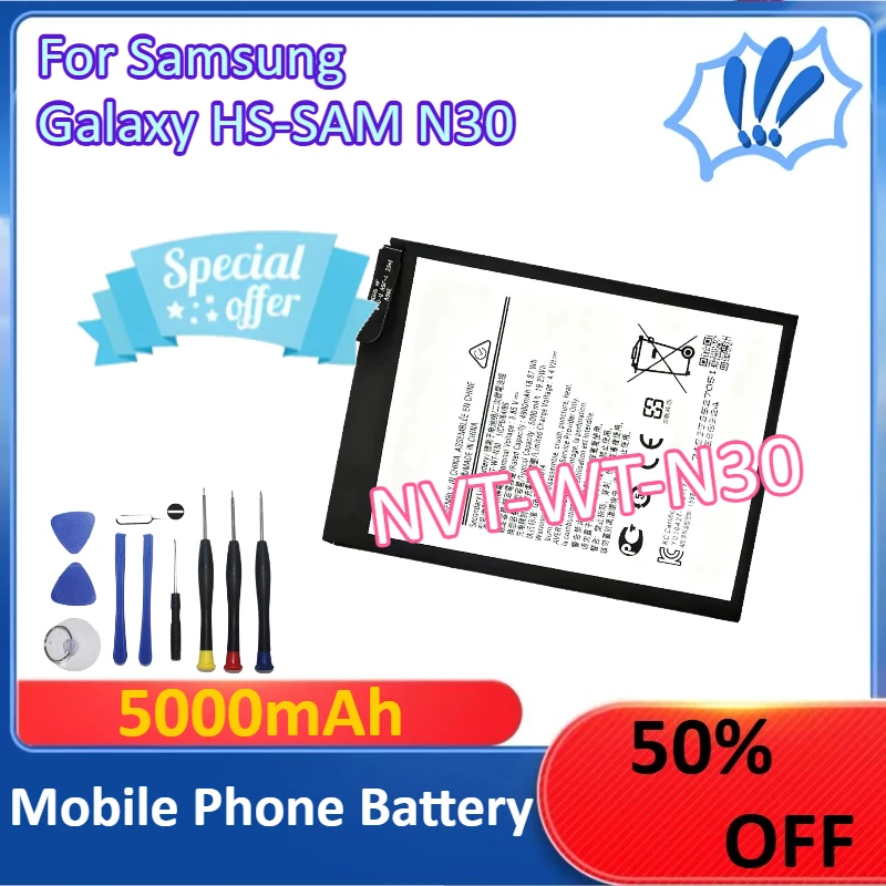 

New 5000mAh NVT-WT-N30 Battery for Samsung Galaxy HS-SAM N30 Mobile Phone Battery +Tools