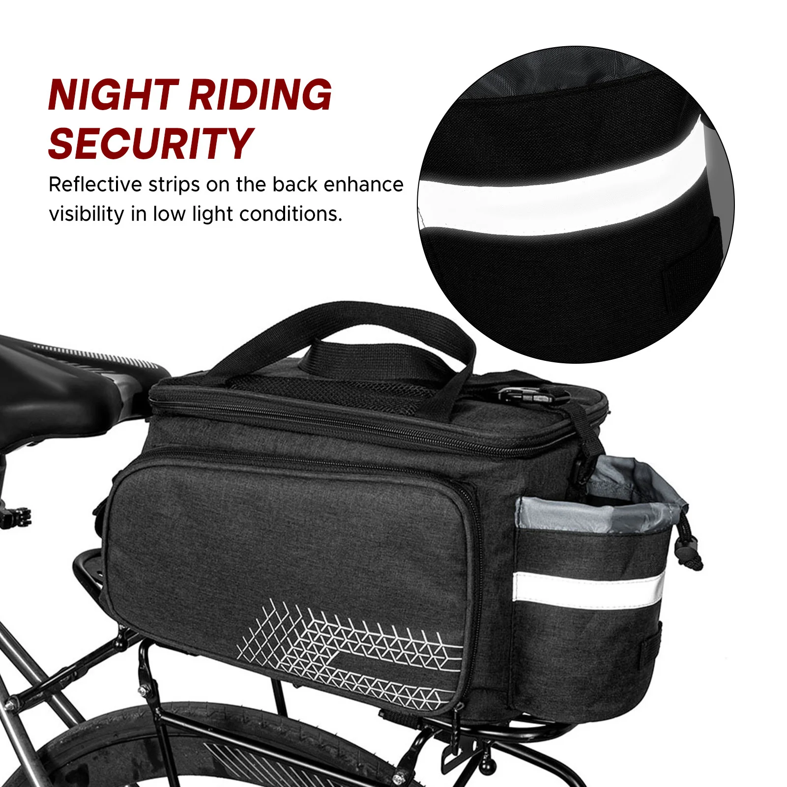 

Велосипедная седельная сумка Задняя сумка для велосипеда на багажник для велосипеда 17 л Большая вместимость объединяет ручную переноску через плечо и возможности крепления на велосипеде