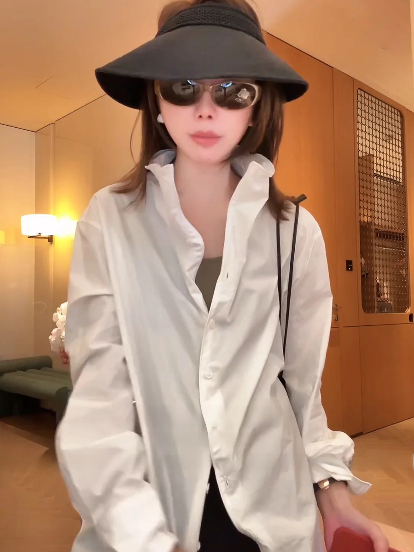 

Рубашка COCOZONE свободного кроя из хлопка с длинным рукавом, на одной пуговице, с воротником-стойкой, дышащая, в повседневном стиле, женская, весна-лето