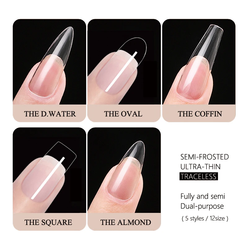 120Pcs False Nails Semi-Frosted Clear Coffin Fake Nail Tips Press on Nails Soak Off Full Cover Nail Capsule For Extension image 4