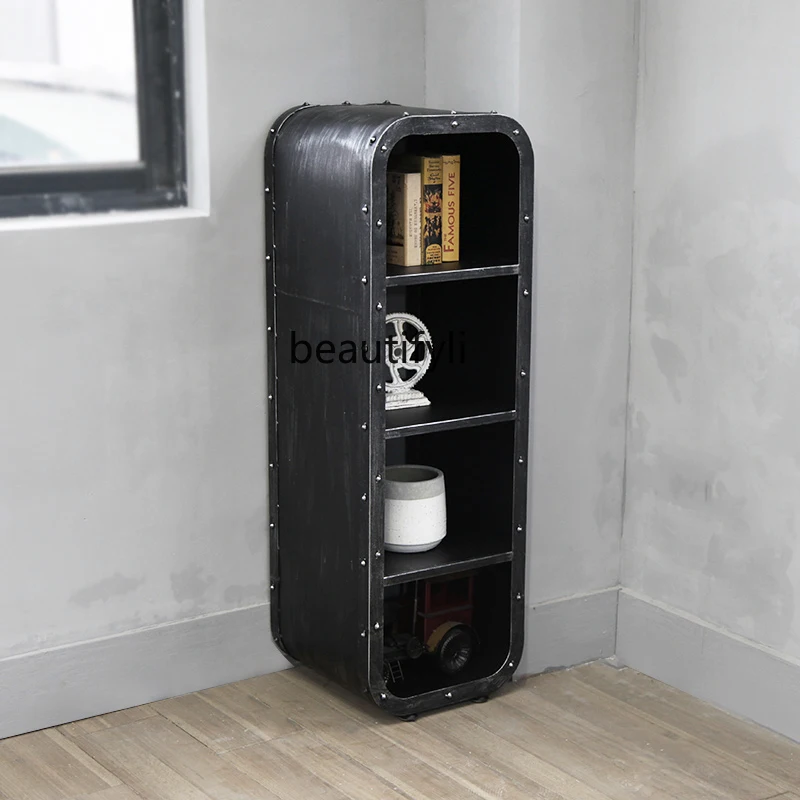 

American Industrial Style Retro Distressed Iron TV Side Cabinet Creative Bedside-Use Storage Cabinet