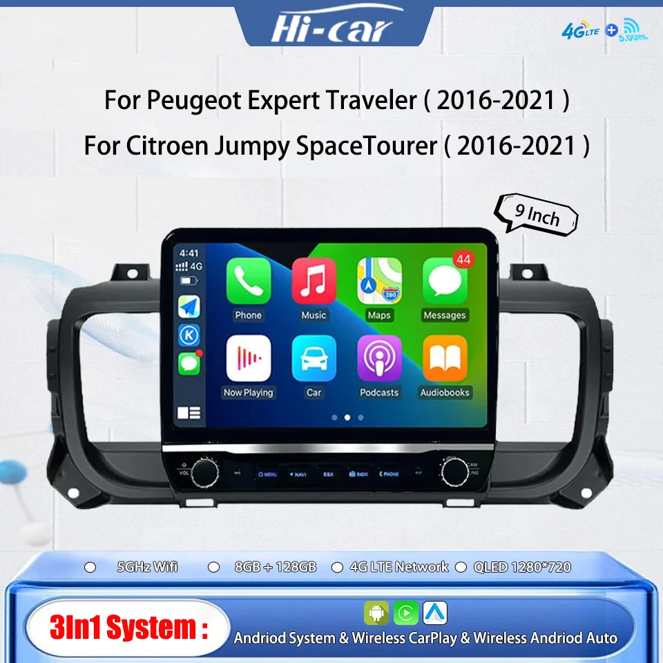 Car Multimedia Radio For Citroen Jumpy SpaceTourer & Peugeot Expert Traveler 2Din Android 5G Wifi BT5.0 GPS Navigation Player