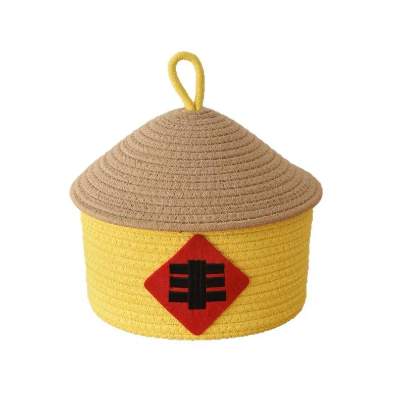 

Desktop Woven Storage Basket with Lid - Ideal for Toys, Snacks, Dust - Proof, Great for Organizing Sundries in Living