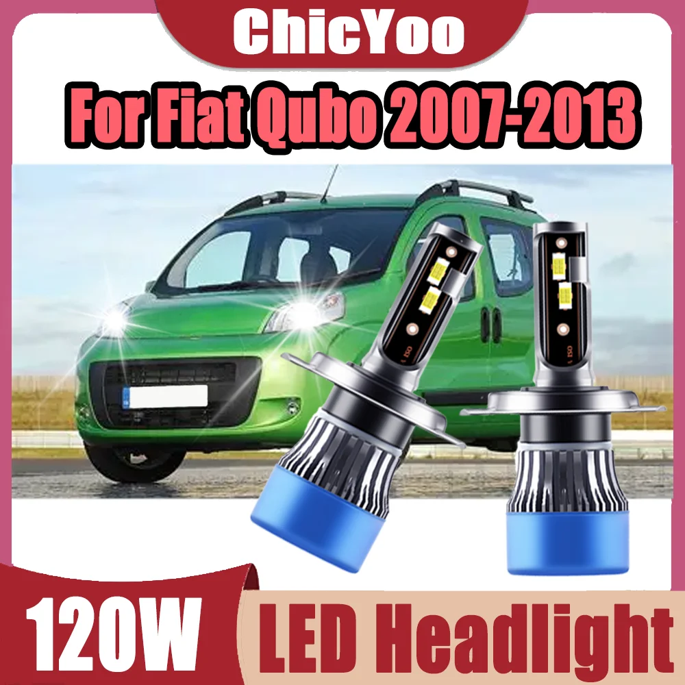

2PCS Canbus No error Front Headlights 120W High Power 3570 CSP Chips LED Headlights 6000K White 20000LM For Fiat Qubo 2007-2013