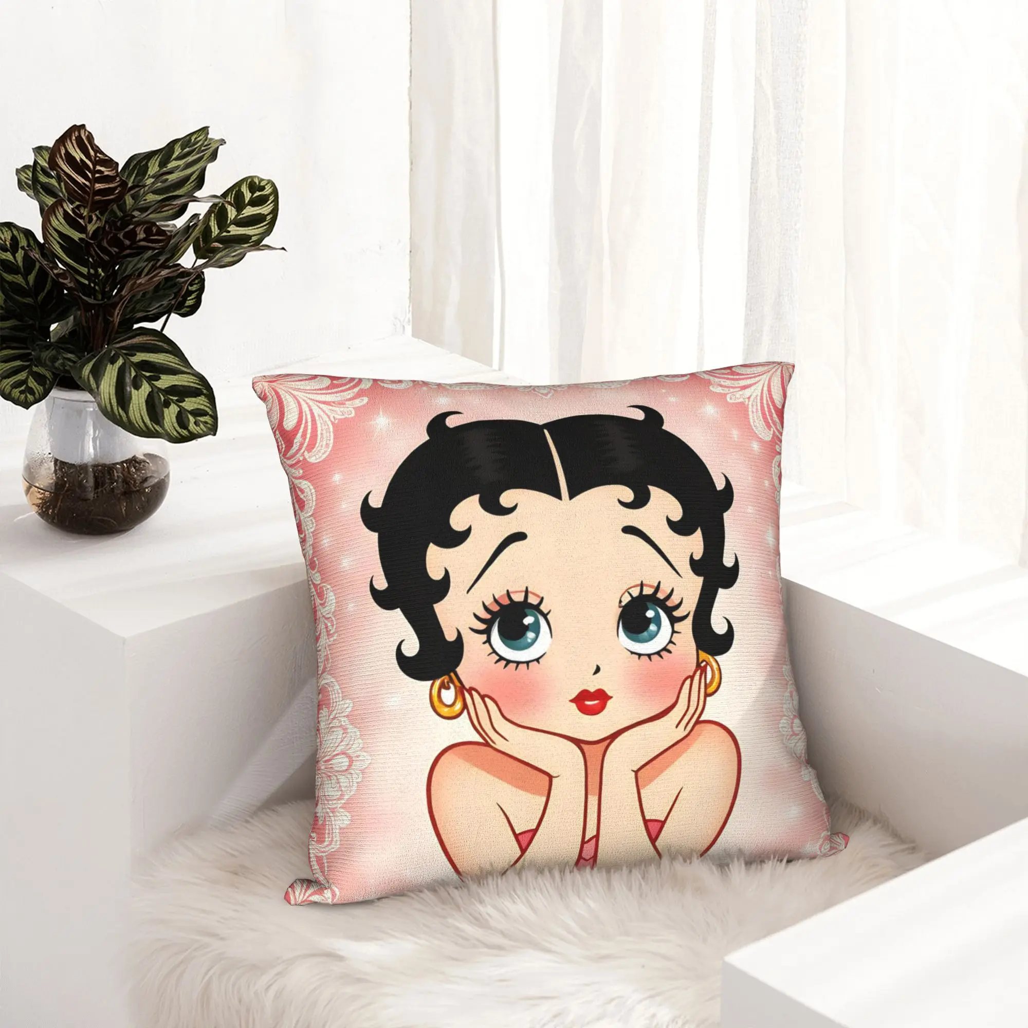 Anime B-Betty BoopS Pillowcase Printing Fabric Cushion Cover Decorations  Pillow Case Cover Home Zipper 40X40cm