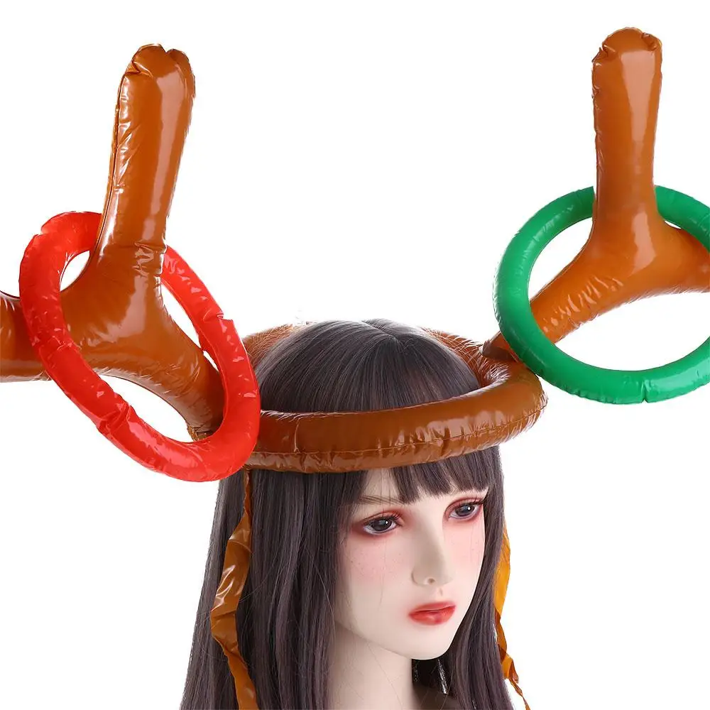 Funny Kids New Year Gift Outdoor Festival Ring Toss Christmas Headband Inflated Toys Ferrule Game Inflatable Antler Hat