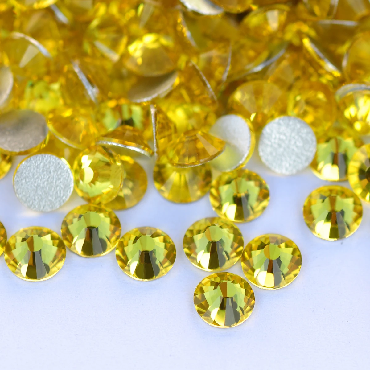PUBRILEX Citrin-Farbene Nicht-Hotfix-Strasssteine, Flache Rückseite, Glitzer-Kristall-Strass für Kleidung, Handwerk, Nagelkunst-Dekoration – Detail 4