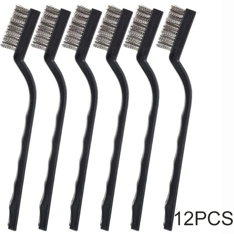 12Pc 170mm Steel Wire Brush Mini Stainless Steel DIY Paint Rust Remover Brush Metal Polishing Burring Removal Tools