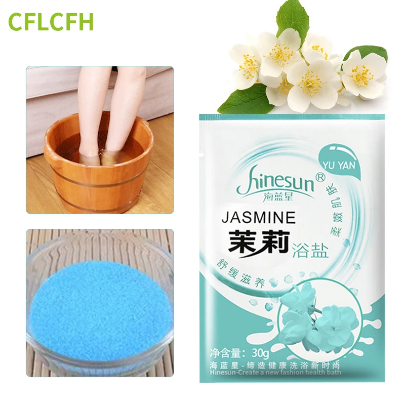 

Foot Bath Soak Salt Body Exfoliation Scruber Moisturizing Care Feet Bath Crystal Mud Skin Spa Powder Rose Jasmine Scent Salts