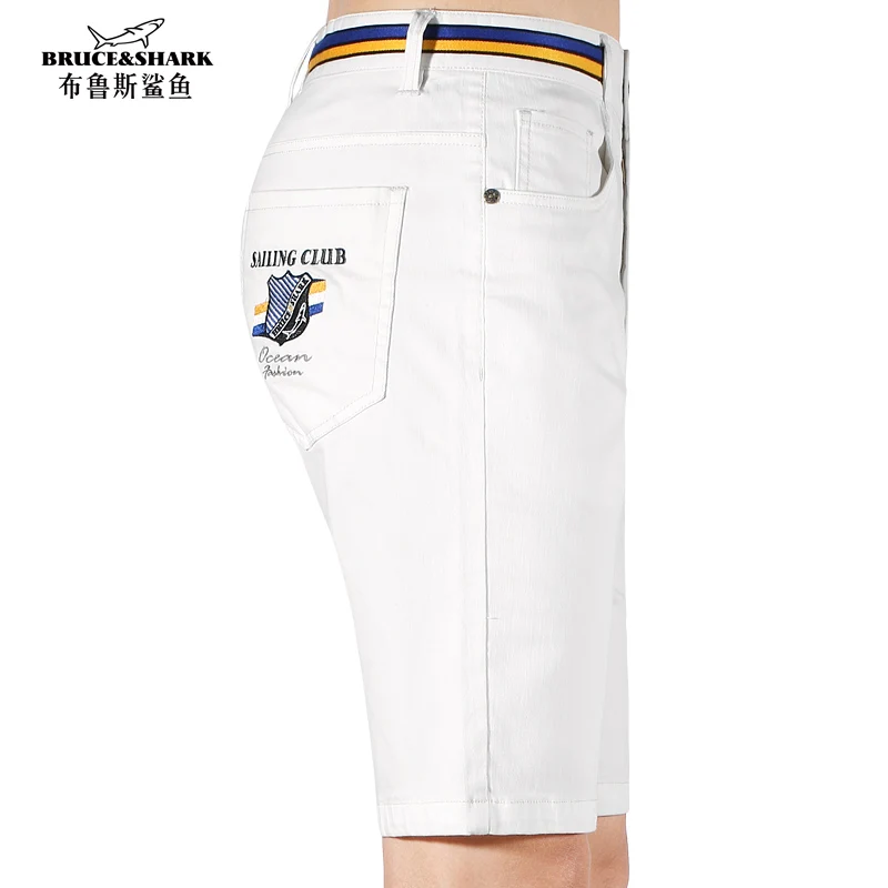 New Summer Men‘s white Jeans Shorts Business Casual Fashion Stretch Cotton Middle-waisted Denim Short Straight Loose Big Size 42