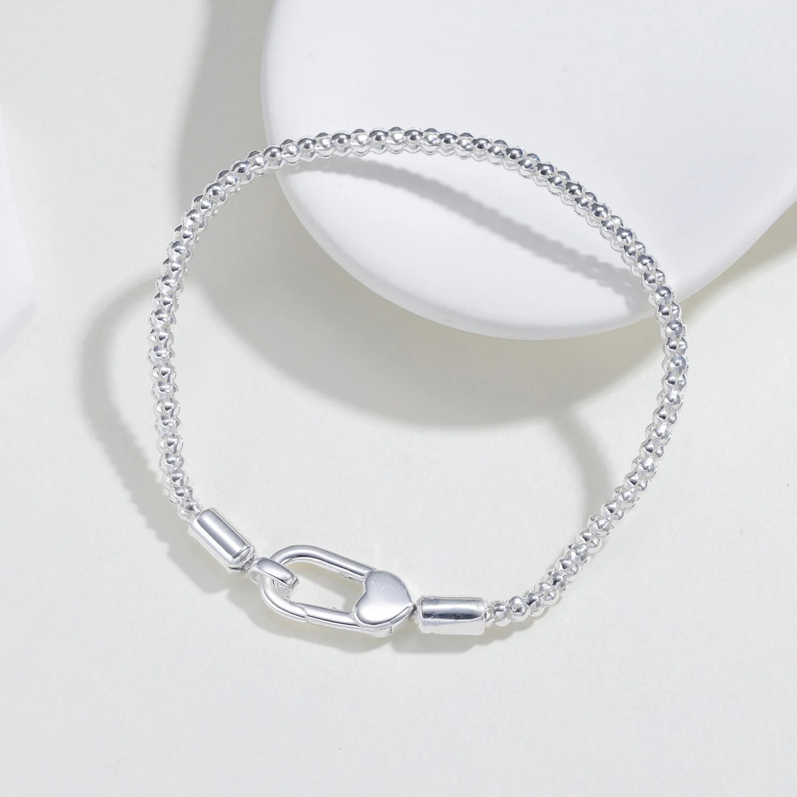 New Bracelet 925 Sterling Silver Spring Clip Popcorn Bracelet Original Charm Beaded Jewelry DIY Jewelry Making Gift For Women
