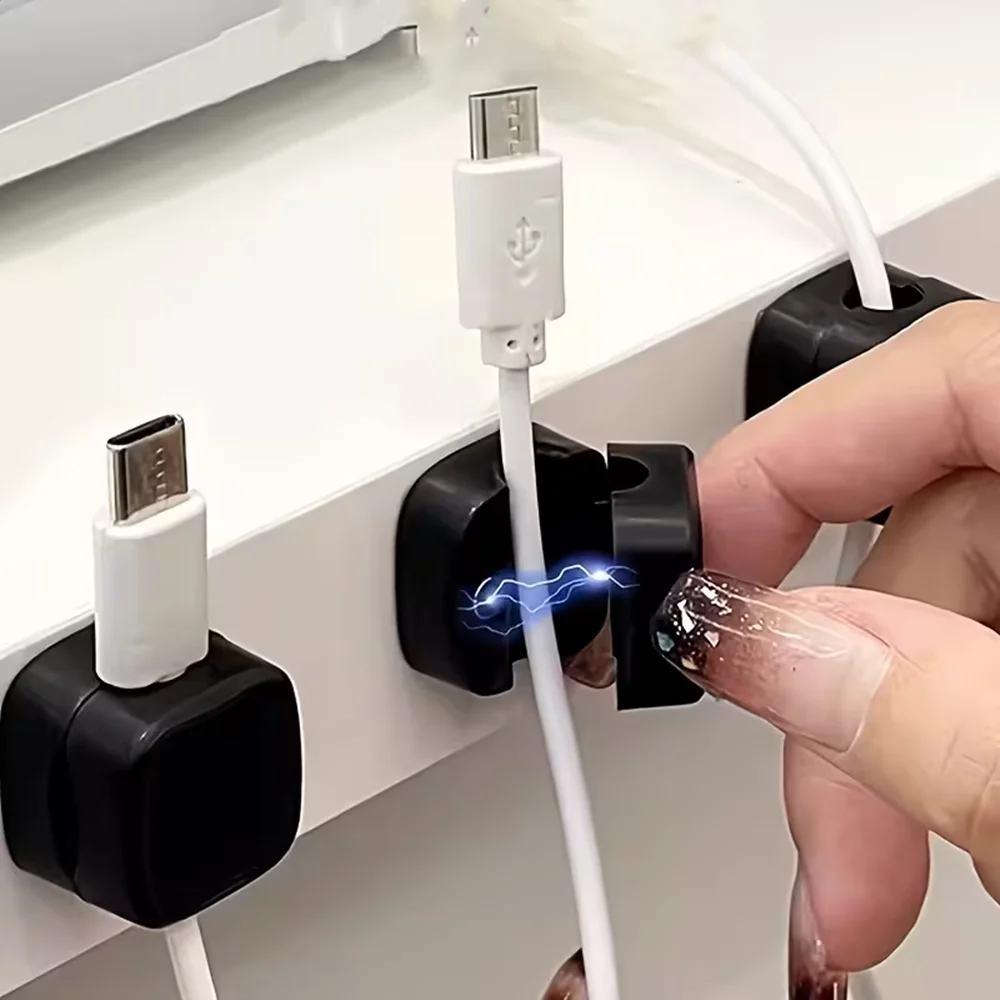Magnetic Cable Management Clamps Plastic Desktop Organizer with Hidden Ports Cable Organizer Clips For Tidy Desk Car
