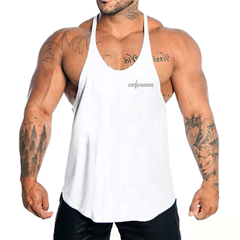 Men Bodybuilding Vest Cotton Low Scoop Neck Y-Back Racerback Muscle Workout Fitness Summer Gym lifting weight Tank Tops Clothing