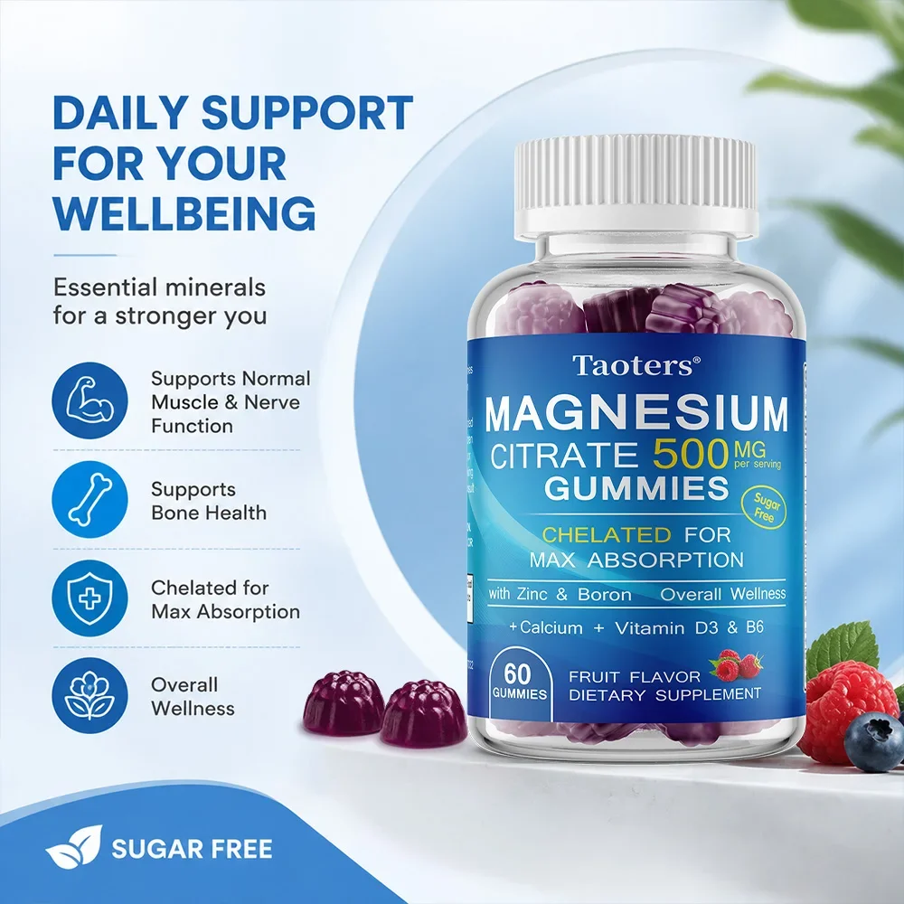 Magnesium Citrate Gummies, Extra Strength for Calm, Relaxation & Digestion, Vegan and Non-GMO