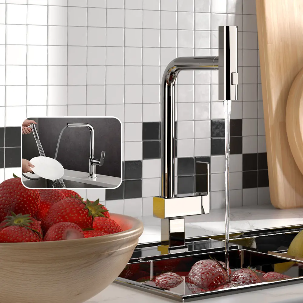 

304 Stainless Steel Kitchen Manufacturer Wholesale Brass Copper Hot Water 360 Degree Rotating Spout Kitchen Faucet Luxury