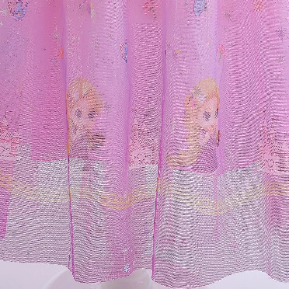 Princess Pink Dress For Girl Children Print Mesh Frocks Flower Girl Dresses for Weddings Party Girl Halloween Costume