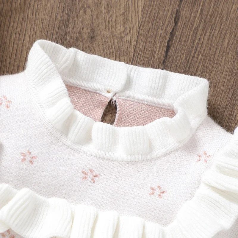 Newborn Baby Romper Knitted Infant Girls Jumpsuit 0-18M Long Sleeve Autumn Toddler Kid Clothes Fashion Ruffles Overalls