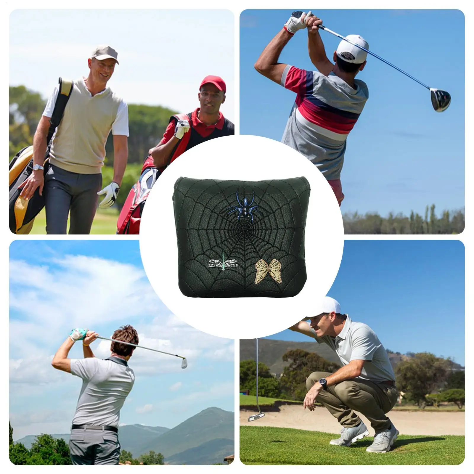 أغطية رأس نادي الغولف المغناطيسي مضحك ثلاثية الأبعاد Spiderweb التطريز نادي الغولف رئيس يغطي للغابات للرجال النساء الشباب المراهقين لاعبي الغولف