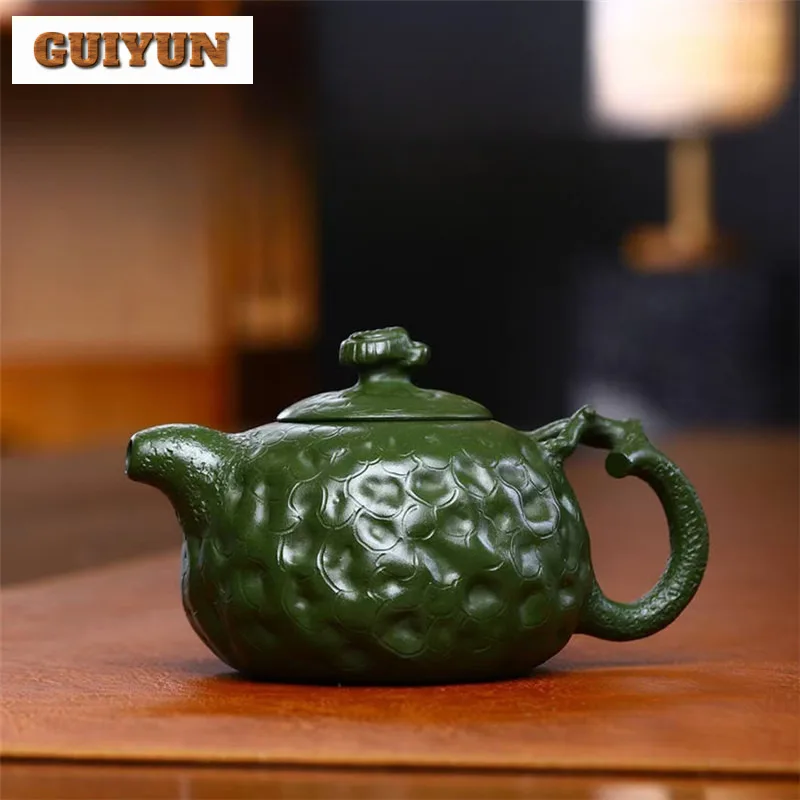 260ml Aesthetic Yixing Purple Clay Teapots Handmade Reishi Pot Raw Ore Green Mud Kettle With Filter Chinese Zisha Tea Set Craft