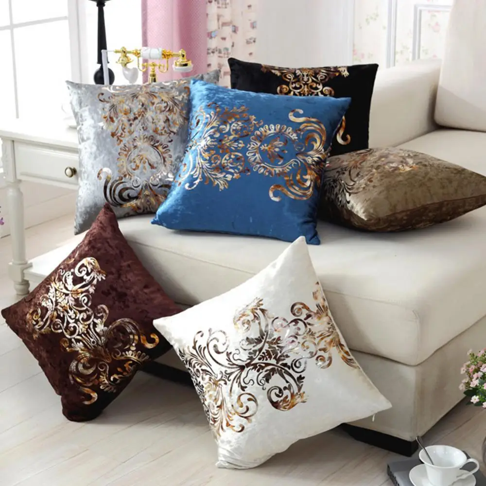 45x45cm Luxurious Bronzing Pillow Case Sofa Car Cushion Cover Square Cushion Case for Sofa Bedroom Car Cushion Home Decoration