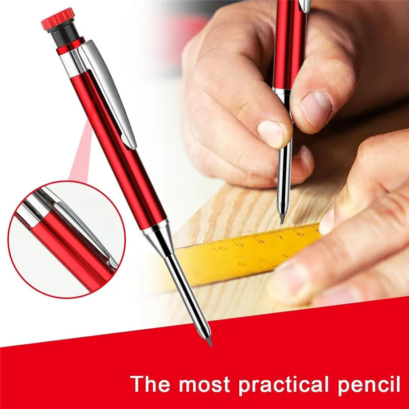 Retail 3 Carpenter Pencils, 33 Colorful Combination Pen Cores, Aluminum Rod Metal Deep Hole Mechanical Pencil Marker,Carpenter