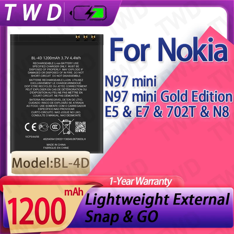 

BL-4D BL4D Large capacity Battery For Nokia N97 mini / N97 mini Gold Edition Batteries New High Quanlity