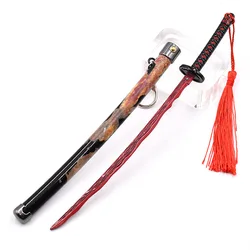 23cm Ring Game Peripheral Rivers of Blood Sword Alloy Pop-up Sword Weapon Model Ornament Crafts Keychain Decorative Toy Katana